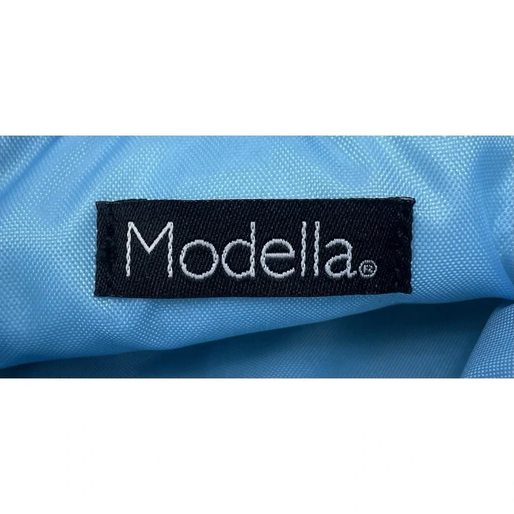 NWT Modella Quilted Blue Abstract Mosaic Makeup‎ Cosmetic Bag Purse Kit Tassel